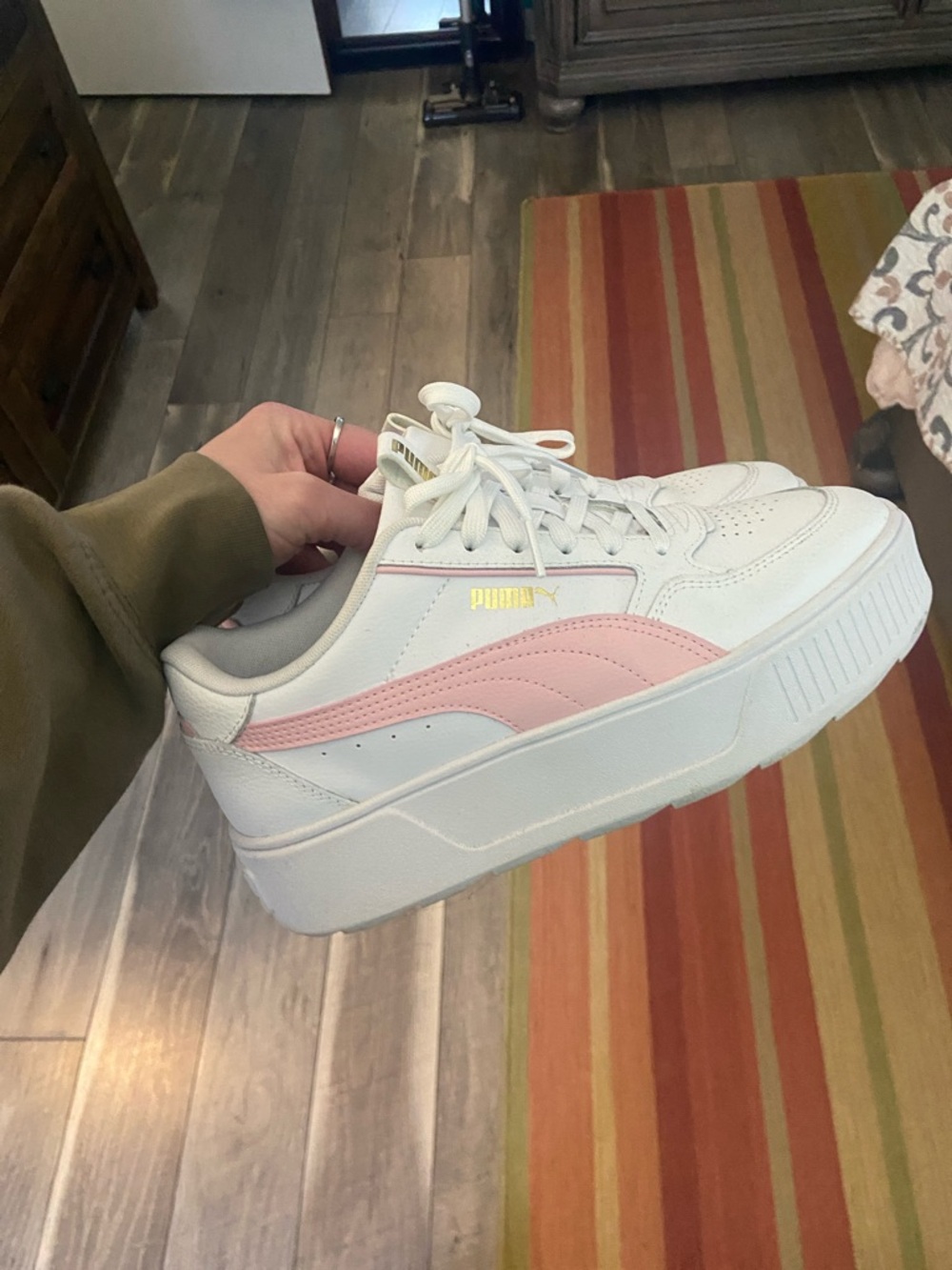 Puma Platform White & Pink Sneakers